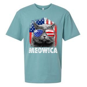 Cat 4th Of July Meowica Merica Usa American Flag Sueded Cloud Jersey T-Shirt