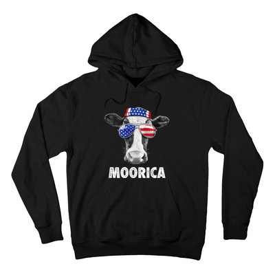 Cow 4th Of July Moorica Merica Usa Flag Hoodie