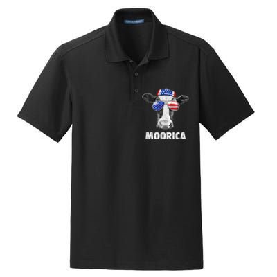 Cow 4th Of July Moorica Merica Usa Flag Dry Zone Grid Polo