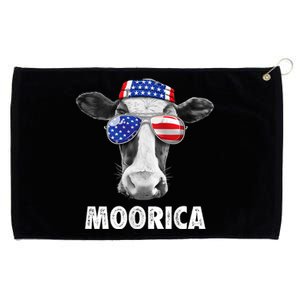 Cow 4th Of July Moorica Merica Usa Flag Grommeted Golf Towel