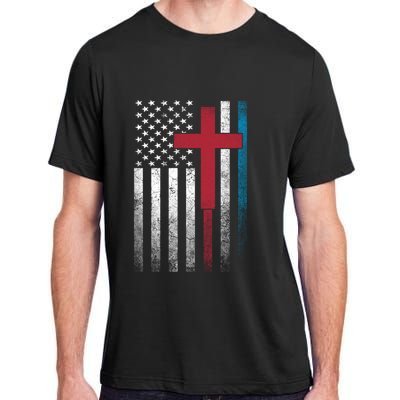 Cross 4th Of July American Flag Usa America Patriotic Gift Adult ChromaSoft Performance T-Shirt