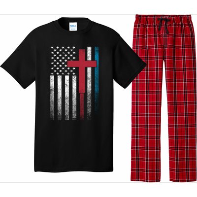 Cross 4th Of July American Flag Usa America Patriotic Gift Pajama Set