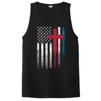 Cross 4th Of July American Flag Usa America Patriotic Gift PosiCharge Competitor Tank