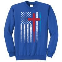 Cross 4th Of July American Flag Usa America Patriotic Gift Sweatshirt