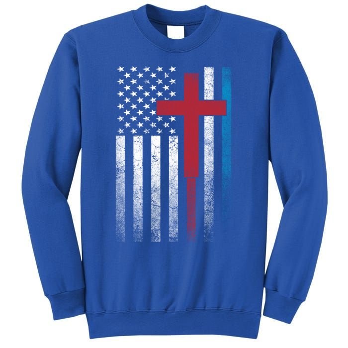 Cross 4th Of July American Flag Usa America Patriotic Gift Sweatshirt