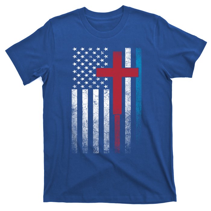 Cross 4th Of July American Flag Usa America Patriotic Gift T-Shirt