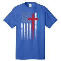 Cross 4th Of July American Flag Usa America Patriotic Gift Tall T-Shirt