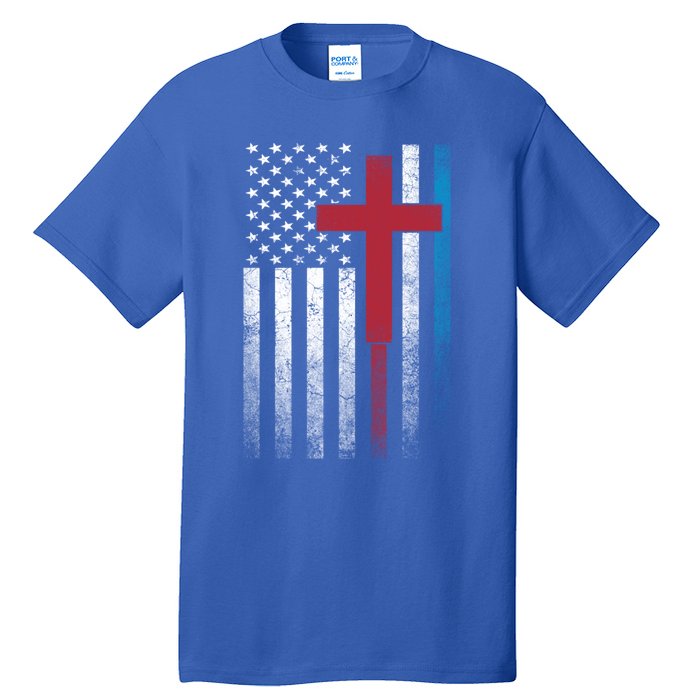 Cross 4th Of July American Flag Usa America Patriotic Gift Tall T-Shirt