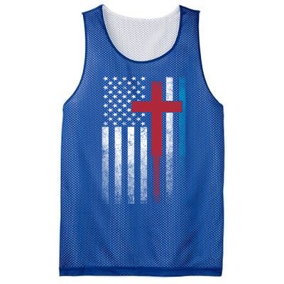 Cross 4th Of July American Flag Usa America Patriotic Gift Mesh Reversible Basketball Jersey Tank