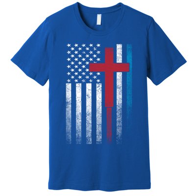 Cross 4th Of July American Flag Usa America Patriotic Gift Premium T-Shirt