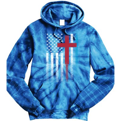 Cross 4th Of July American Flag Usa America Patriotic Gift Tie Dye Hoodie