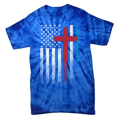 Cross 4th Of July American Flag Usa America Patriotic Gift Tie-Dye T-Shirt