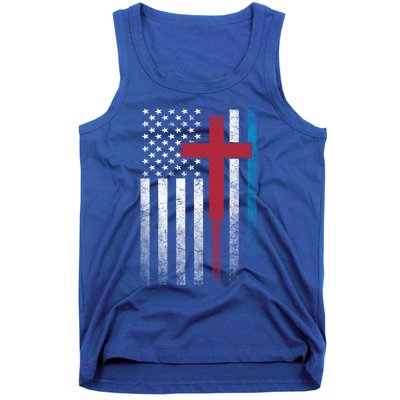 Cross 4th Of July American Flag Usa America Patriotic Gift Tank Top