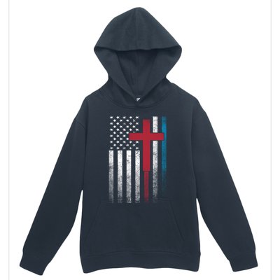 Cross 4th Of July American Flag Usa America Patriotic Gift Urban Pullover Hoodie