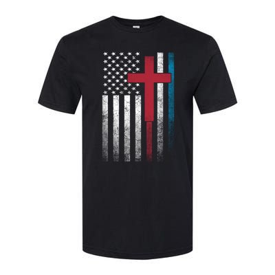 Cross 4th Of July American Flag Usa America Patriotic Gift Softstyle CVC T-Shirt