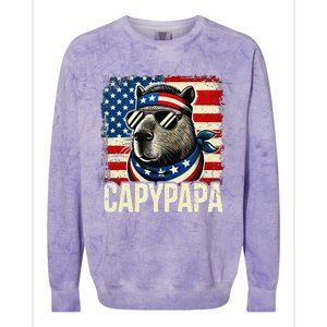 Capypapa 4th Of July American Flag Capybara Papa Usa Colorblast Crewneck Sweatshirt