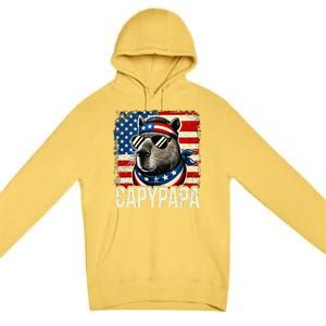 Capypapa 4th Of July American Flag Capybara Papa Usa Premium Pullover Hoodie