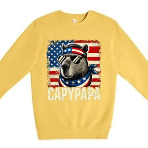 Capypapa 4th Of July American Flag Capybara Papa Usa Premium Crewneck Sweatshirt