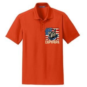 Capypapa 4th Of July American Flag Capybara Papa Usa Dry Zone Grid Polo