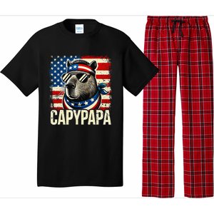 Capypapa 4th Of July American Flag Capybara Papa Usa Pajama Set