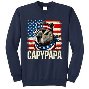 Capypapa 4th Of July American Flag Capybara Papa Usa Sweatshirt