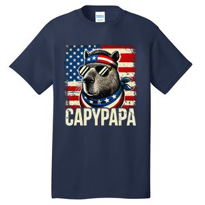 Capypapa 4th Of July American Flag Capybara Papa Usa Tall T-Shirt