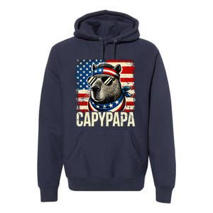 Capypapa 4th Of July American Flag Capybara Papa Usa Premium Hoodie