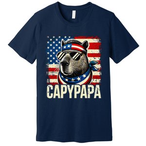 Capypapa 4th Of July American Flag Capybara Papa Usa Premium T-Shirt