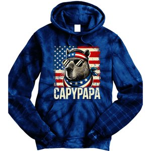 Capypapa 4th Of July American Flag Capybara Papa Usa Tie Dye Hoodie