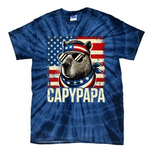 Capypapa 4th Of July American Flag Capybara Papa Usa Tie-Dye T-Shirt