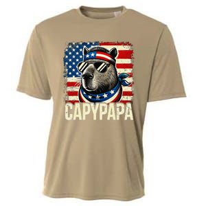 Capypapa 4th Of July American Flag Capybara Papa Usa Cooling Performance Crew T-Shirt