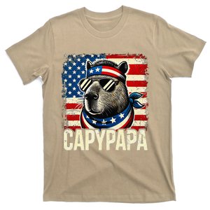 Capypapa 4th Of July American Flag Capybara Papa Usa T-Shirt