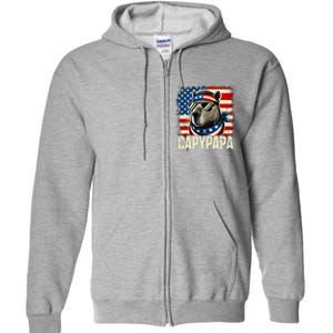 Capypapa 4th Of July American Flag Capybara Papa Usa Full Zip Hoodie