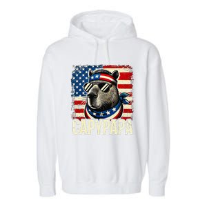 Capypapa 4th Of July American Flag Capybara Papa Usa Garment-Dyed Fleece Hoodie