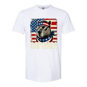 Capypapa 4th Of July American Flag Capybara Papa Usa Softstyle CVC T-Shirt