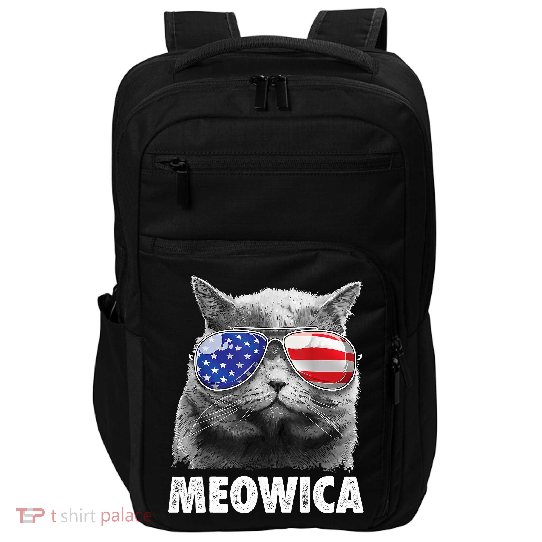 Cat 4th Of July Meowica American Flag Sunglasses Impact Tech Backpack