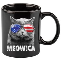 Cat 4th Of July Meowica American Flag Sunglasses 11oz C Handle Ceramic Mug