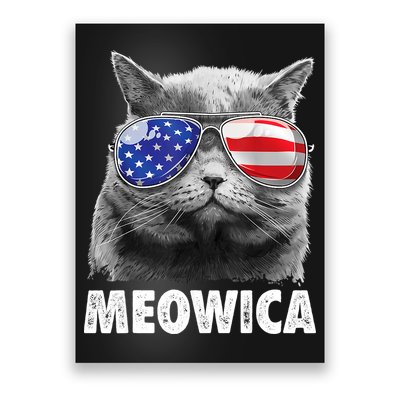 Cat 4th Of July Meowica American Flag Sunglasses Poster