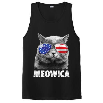 Cat 4th Of July Meowica American Flag Sunglasses PosiCharge Competitor Tank