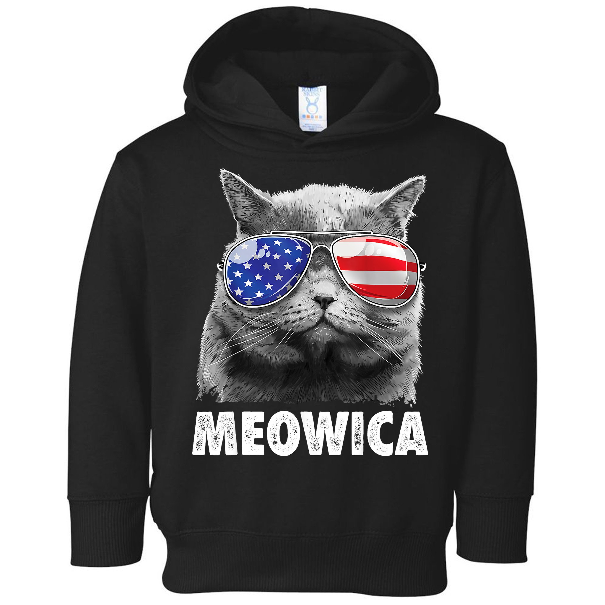 Cat 4th Of July Meowica American Flag Sunglasses Toddler Hoodie