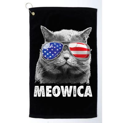 Cat 4th Of July Meowica American Flag Sunglasses Golf Towel