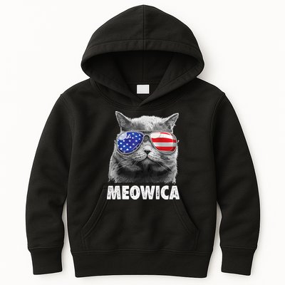 Cat 4th Of July Meowica American Flag Sunglasses Kids Hoodie