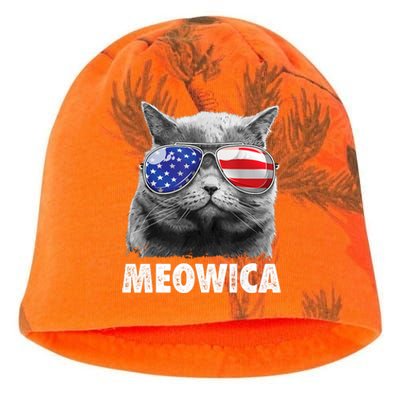 Cat 4th Of July Meowica American Flag Sunglasses Kati - Camo Knit Beanie