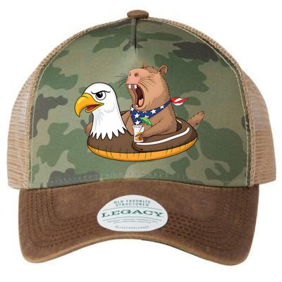 Capybara 4TH Of July Funny Pool Party Legacy Tie Dye Trucker Hat