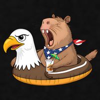 Capybara 4TH Of July Funny Pool Party Ladies PosiCharge Tri-Blend Wicking Tank