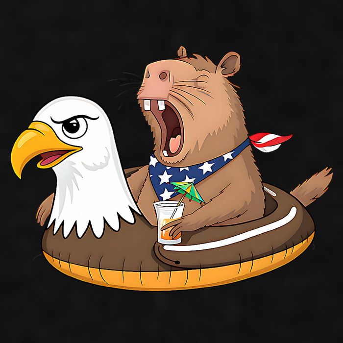 Capybara 4TH Of July Funny Pool Party Ladies PosiCharge Tri-Blend Wicking Tank