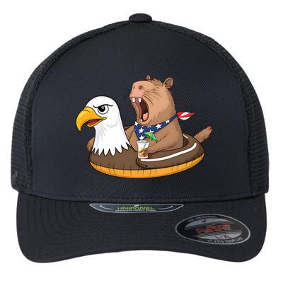 Capybara 4TH Of July Funny Pool Party Flexfit Unipanel Trucker Cap