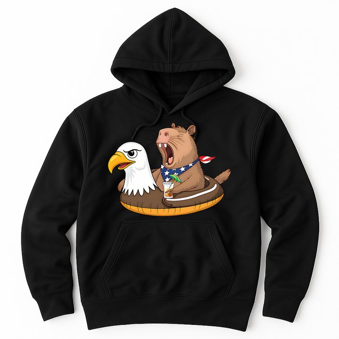 Capybara 4TH Of July Funny Pool Party Hoodie