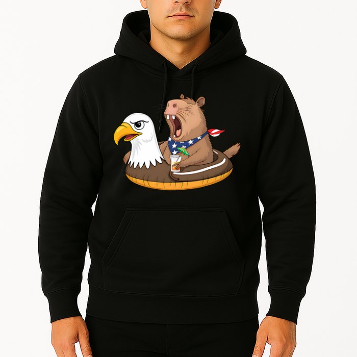 Capybara 4TH Of July Funny Pool Party Hoodie