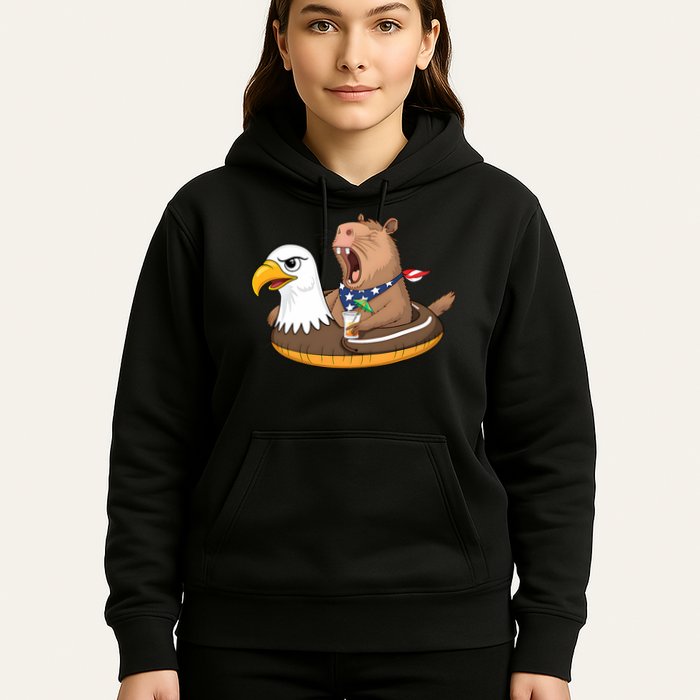Capybara 4TH Of July Funny Pool Party Hoodie